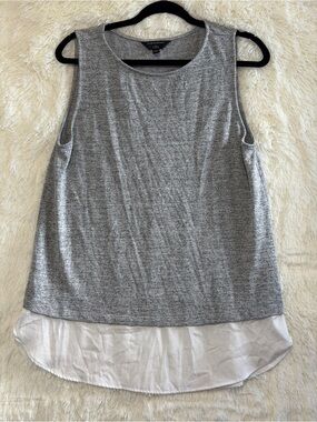 Banana Republic Womens LuxeSpun Mixed Media Sleeveless Tank Top L Grey Lagenlook